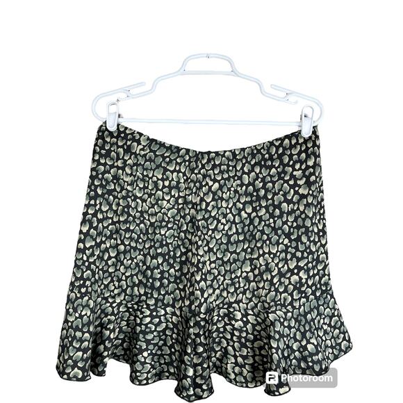 Free People Intimately Button Up Silky Mini Animal Print Grey Black Skirt Size L - Picture 2 of 5